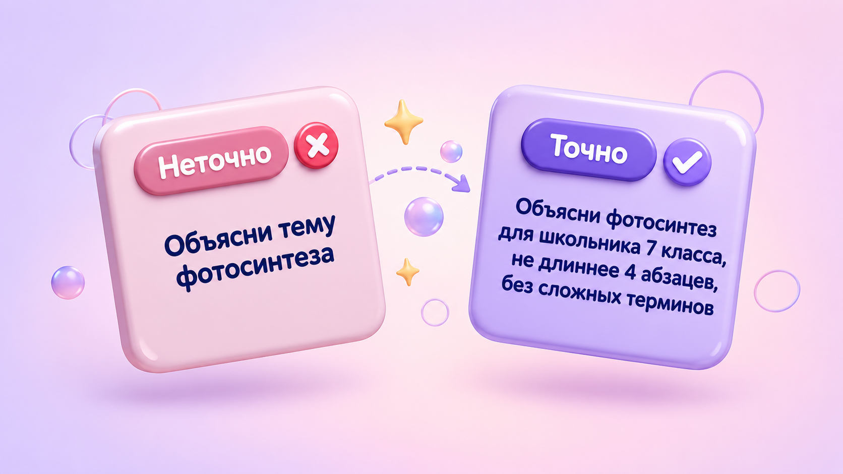 Пример неточного и точного промпта для DeepSeek