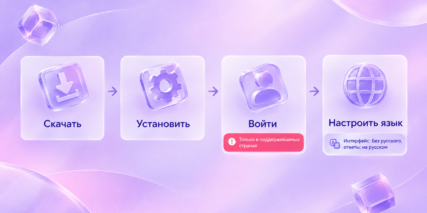 Четыре шага установки Claude на Windows и настройка русского языка