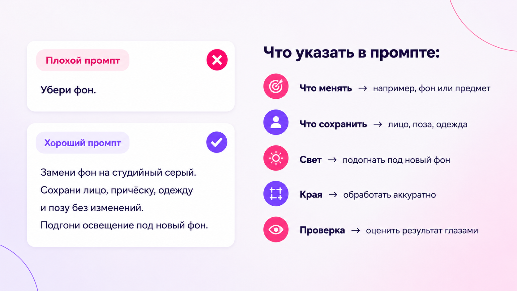 Пример промта для Nano Banana — замена фона с сохранением лица и позы